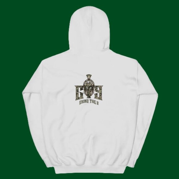 GT9 Men's / Unisex Streetwear White & Camo Logo Hoodie Sz. Med FITS LIKE A SMALL - Picture 1 of 6
